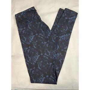 Lululemon Wunder Under Pants Black Blue Floral Size 4